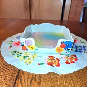 Pioneer Woman Ceramic Floral Napkin Holder, 7  X 7 Inches